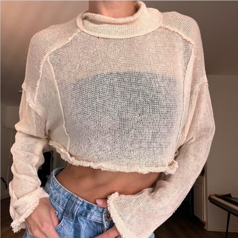 Cream Knit Cropped Sweater